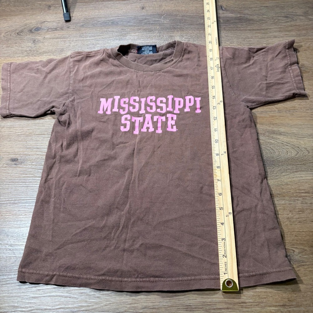 Y2K Baby Tee Mississippi State Bulldogs T-Shirt Brown Pink Graphic Tee Medium - Picture 3 of 5